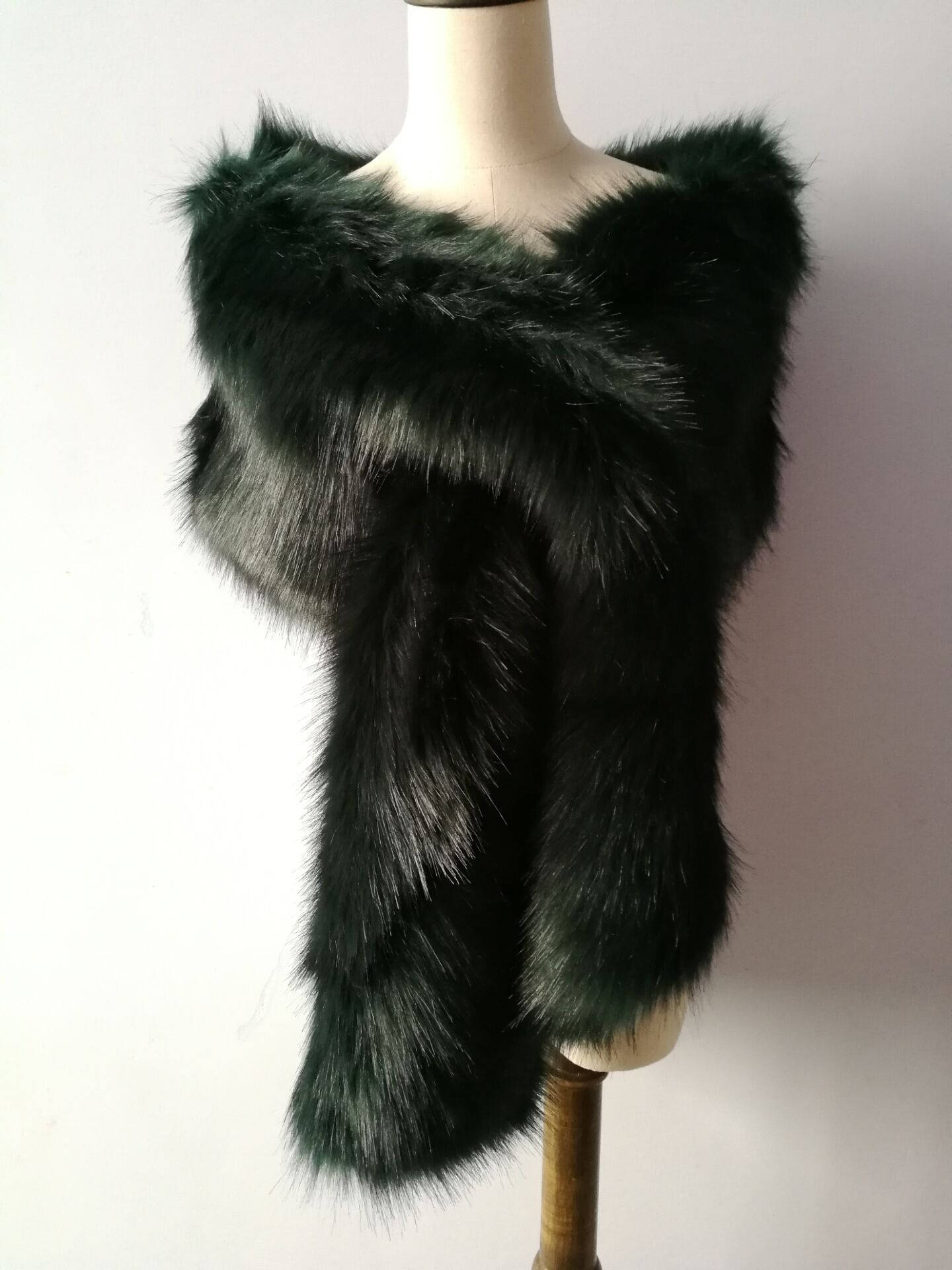 green fur cape
