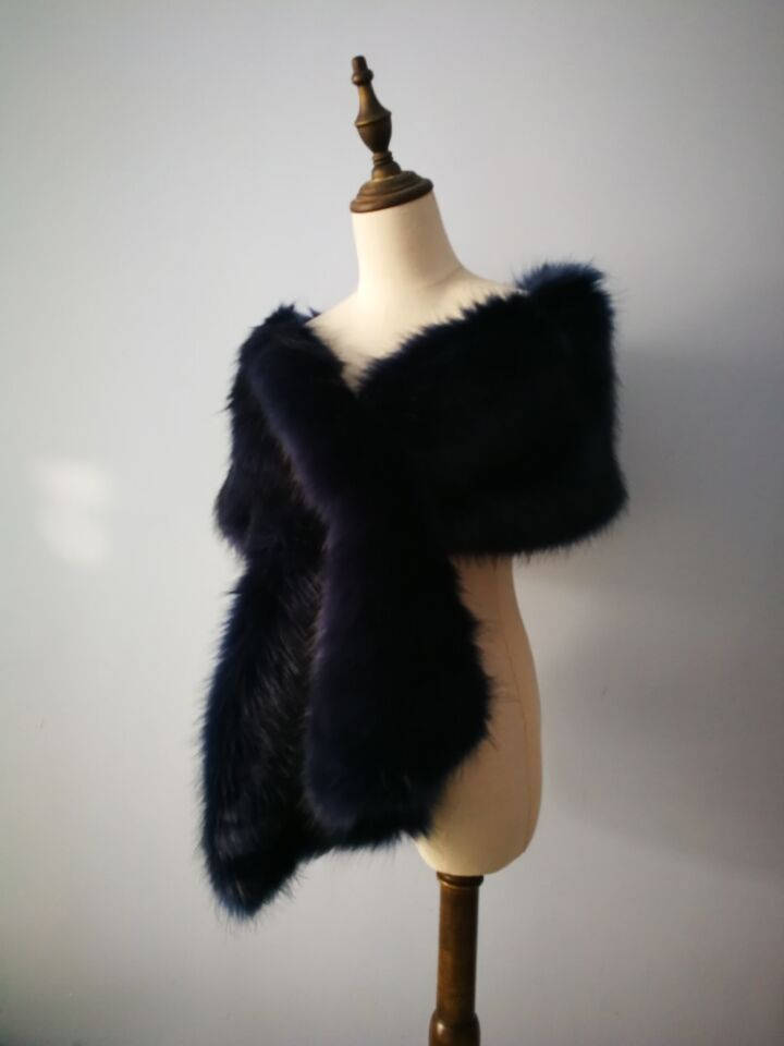 fur shawl navy