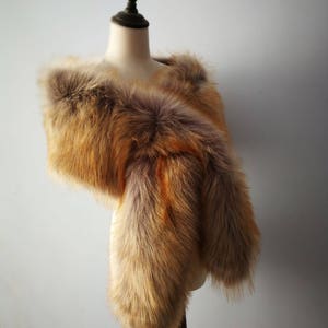 wide color as shown ,long large faux fur shawl thick faux fur scarf imitated fox fur cape winter women warm fur pashmina zdjęcie 2