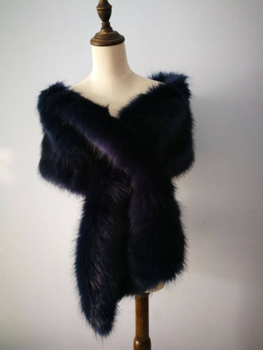 fur shawl navy