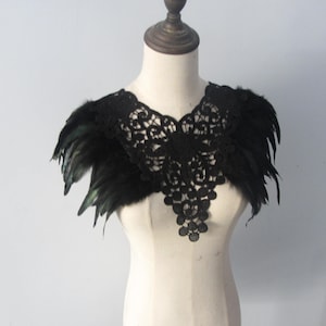 Lace feather shoulder Accessories Decoration Black Collar Shoulder Piece Feather Shrug Black Gothic Burlesque Halloween