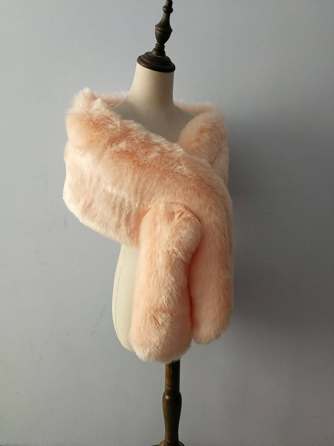 Light Pink Color long Large Faux Fur Shawl Thick Faux Fur Etsy
