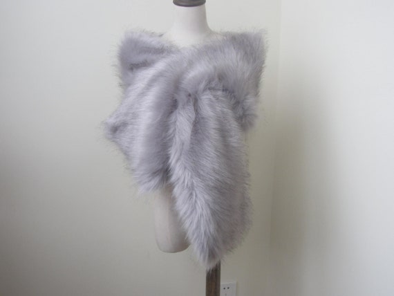 Silver faux cheap fur wrap