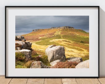 Peak District autumn print - Moors above Hathersage and Higger Tor