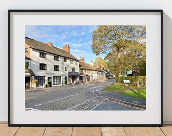 Prestbury Village Print: Cheshire Street Scene, Traditional England