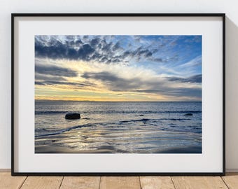 Nash Point at Sunset with Golden Reflections - South Wales Beach Print - Taken near Marcross