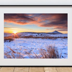 Shutlingsloe Print - sunrise on a snowy day | Peak District landscape photo  Macclesfield Forest | Wildboarclough | Langley