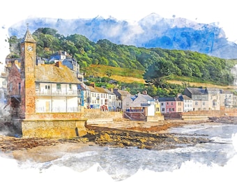 Kingsand Cornwall. A digital print in watercolour effect from my original Kingsand photograph | download | JPG