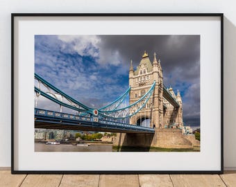 Tower Bridge London-fotoprint: oriëntatiepunt op de rivier de Theems