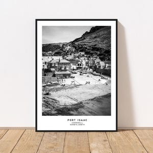 Port Isaac Reiseposter: Vintage Schwarzweiß Cornwall Kunst