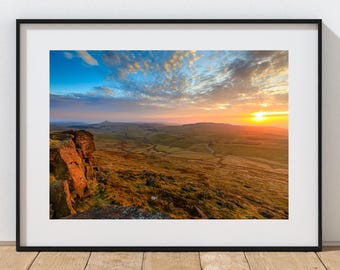 Peak District Sunset Print: Shining Tor Landscape Photography