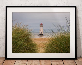 Lighthouse - Talacre Lighthouse through the Sand Dunes | North Wales Coast | Marram Grass  | Photograph | Print | Point of Ayr | Wall Art