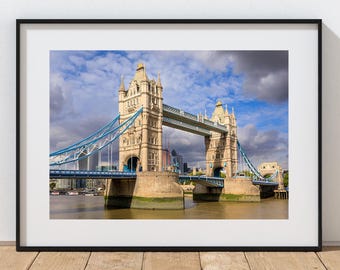 Tower Bridge London-fotoprint: oriëntatiepunt op de rivier de Theems