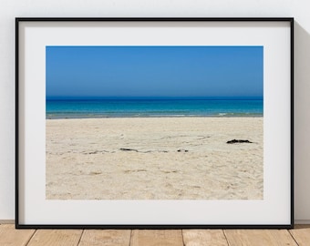 Sennen Cove Cornwall Beach Print, Coastal Wall Art, Blue Sea Landscape Photography, UK Seaside Decor, Minimalist Oceam Artwork