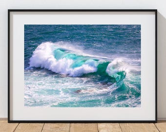 Turquoise Wave Print: Cape Cornwall Seascape Wall Art