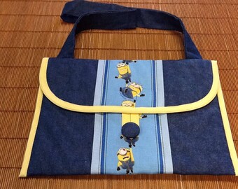 Ipad bag, denim , blue, yellow, light blue,