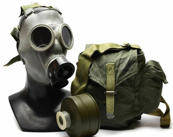 Cold war era polish gas mask MC-1 Genuine respiratory full kit Olive grey color emergency mask protection NEW Halloween costume