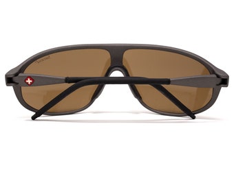 Genuine Swiss army SUVASOL sunglasses black w case Mountain Alpine glasses brand miilitary surplus NEW