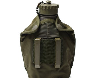 Original Austrian army field troops aluminum canteen OD pouch military surplus