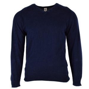 Original British pullover V-Neck blue sweater Wool