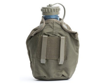 Genuine Austrian Army plastic water bottle field troops canteen pot OD pouch
