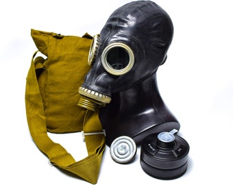 Cold war era Soviet russian military gas mask GP-5 Black Genuine surplus respiratory protection nato modern filter cartridge NEW Halloween