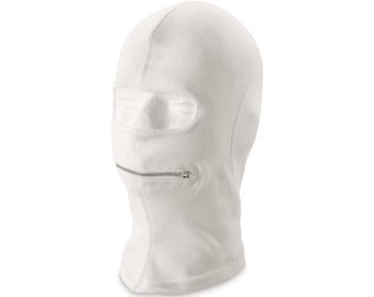 Genuine Italian army white face mask balaclava two hole mask with zip NEW