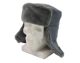 Original East Germany army officer winter hat cold weather ushanka faux fur NEW