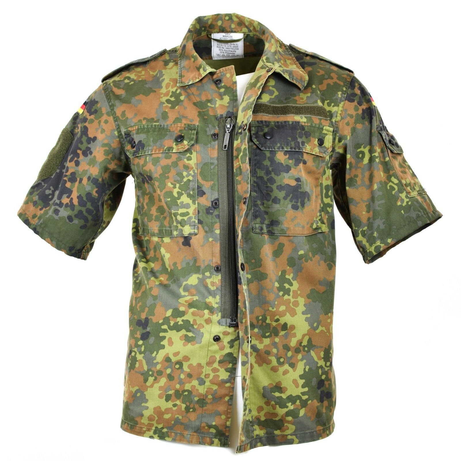 Original German army shirt zipped flecktarn short sleeves combat BW ...