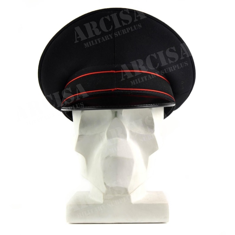 Genuine Italian Army peaked cap Military Police visor forage cap Black NEW image 2