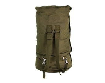Genuine German army sea sack duffel bag w shoulder straps large Olive backpack