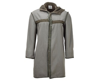 Original German military long parka faux fur liner thermal hooded army olive