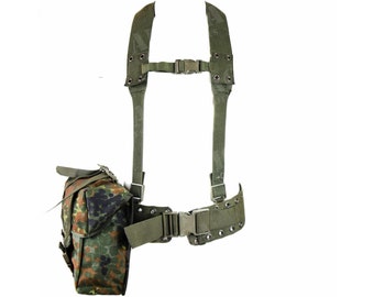 Original German army Webbing rig system 3 pieces tactical belt suspenders pouch Military issue carrying system surplus vintage