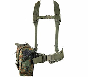 Original German army Webbing rig system 3 pieces tactical belt suspenders pouch Military issue carrying system surplus vintage