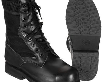 Genuine Italian Army Combat Boots Lightweight Leather Semi Seasional Black