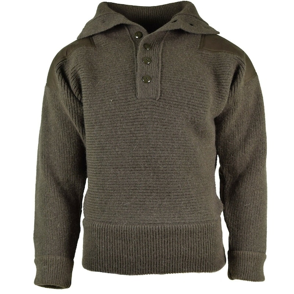 Original Armée Autrichienne Alpine Pull Knit Pull Olive OD Pure 100% Laine NOUVEAU Taille moyenne 40 »