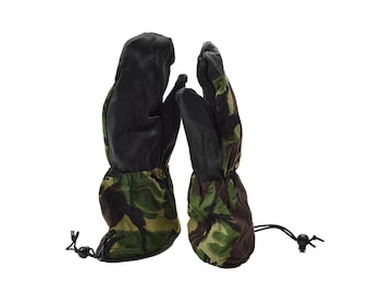 Genuine British military mittens leather palm grip DPM camouflage ripstop gloves