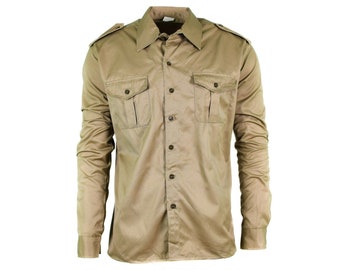 Genuine Italian army shirt fatigue surplus chino khaki military long sleeve NEW