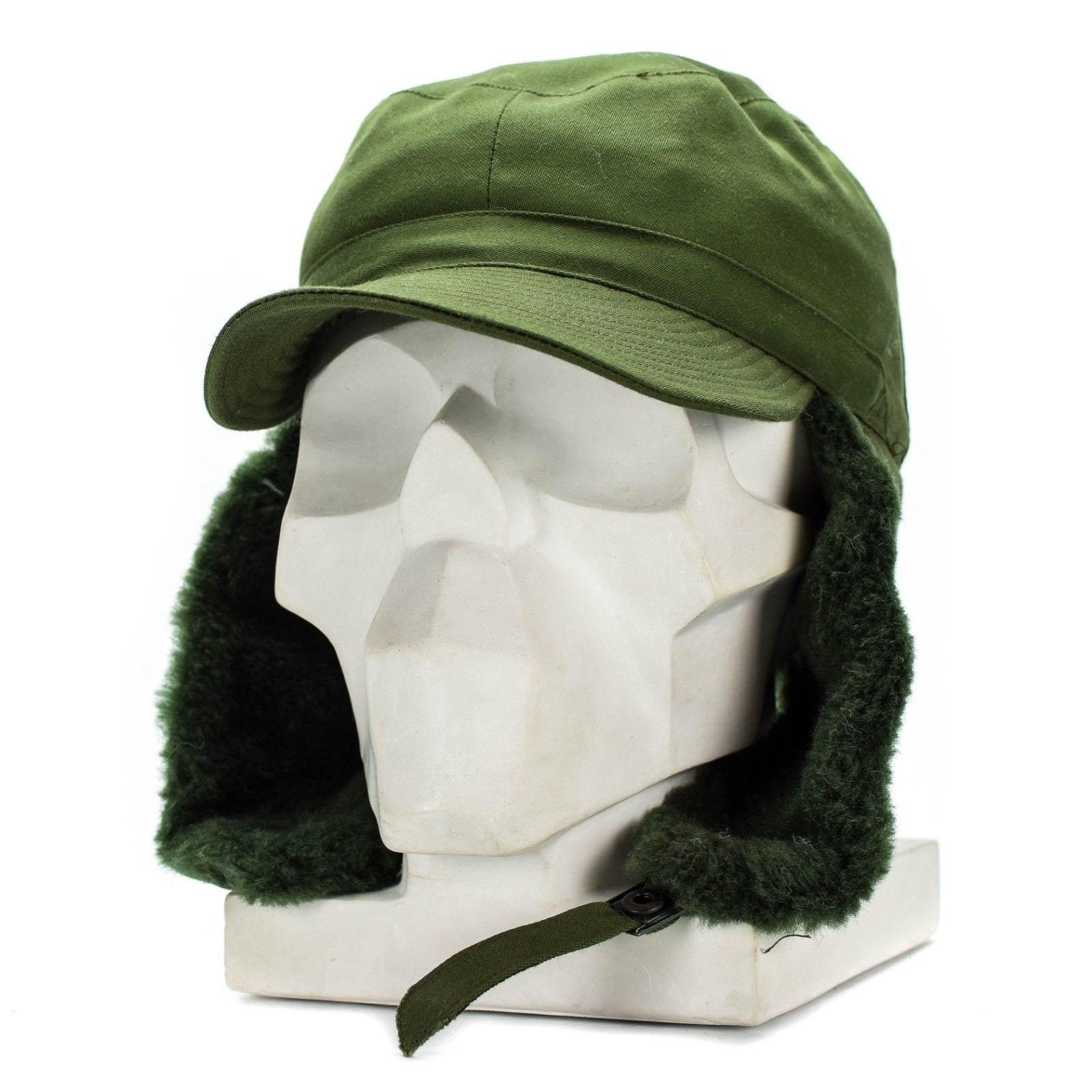 Swedish Army Cold Weather Hat Winter Trapper Olive Green Military Surplus NEW
