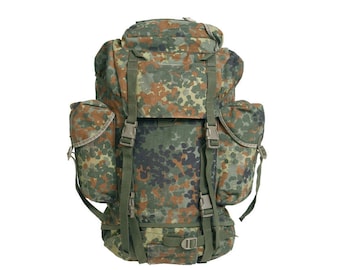 Original German army flecktarn camo combat rucksack backpack 65l