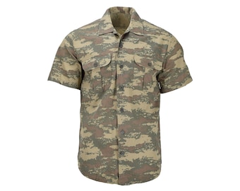 Original Turkish army field shirts durable ripstop camo short sleeve tactical