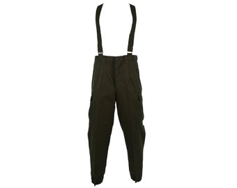 Genuine Austrian army combat pants bib military olive OD overall with braces NEW