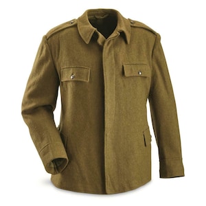 Genuine Romanian Military Vintage Wool Jacket Combat Uniform Khaki