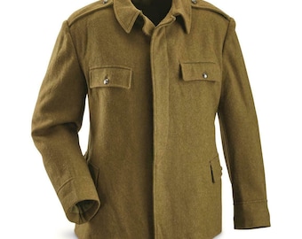 Genuine Romanian Military Vintage Wool Jacket Combat Uniform Khaki