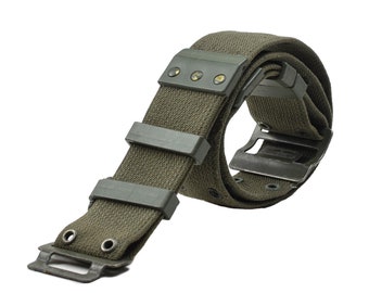 Original French army navy webbing belt Olive OD Famas  France Military USED
