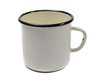 Genuine Vintage Soviet USSRS Russian army soldier metal enameled cup mug white military surplus issue