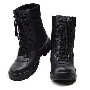 Original französische Militär schwarze Leder atmungsaktive Stiefel leichte Armee NEU