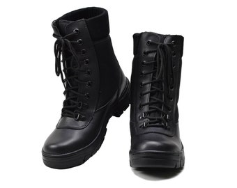 Original French military black leather breathable boots lightweight army NEW