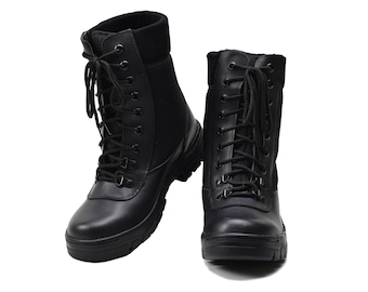 Original French military black leather breathable boots lightweight army NEW