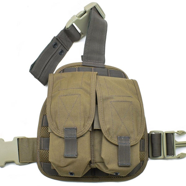 Original Niederländische Armee SF Drop Leg Plattform Nylon Coyote Molle 2 Magazintaschen Militär C7 Double Mag